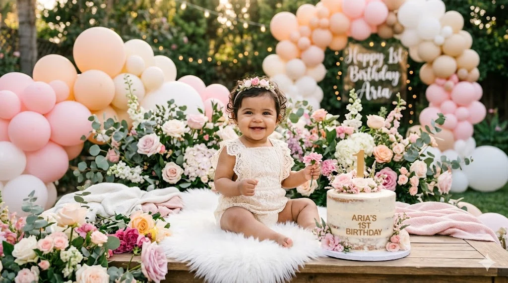 first birthday captions for baby girl